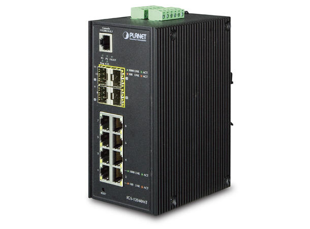 Planet Switch  8-p Gigabit 4xSFP Layer2/3 Industri IP30 DIN 